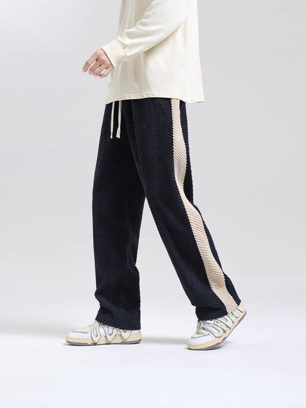 Damen Bequeme Freizeithose mit strukturiertem Stoff und seitlichen Streifen WW