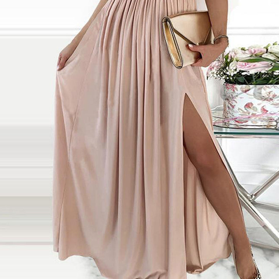 Damen Elegantes Abendkleid mit asymmetrischem Oberteil und schimmerndem Rock WW