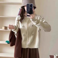 Damen Strickjacke mit verspieltem Design und Perlenknöpfen WW