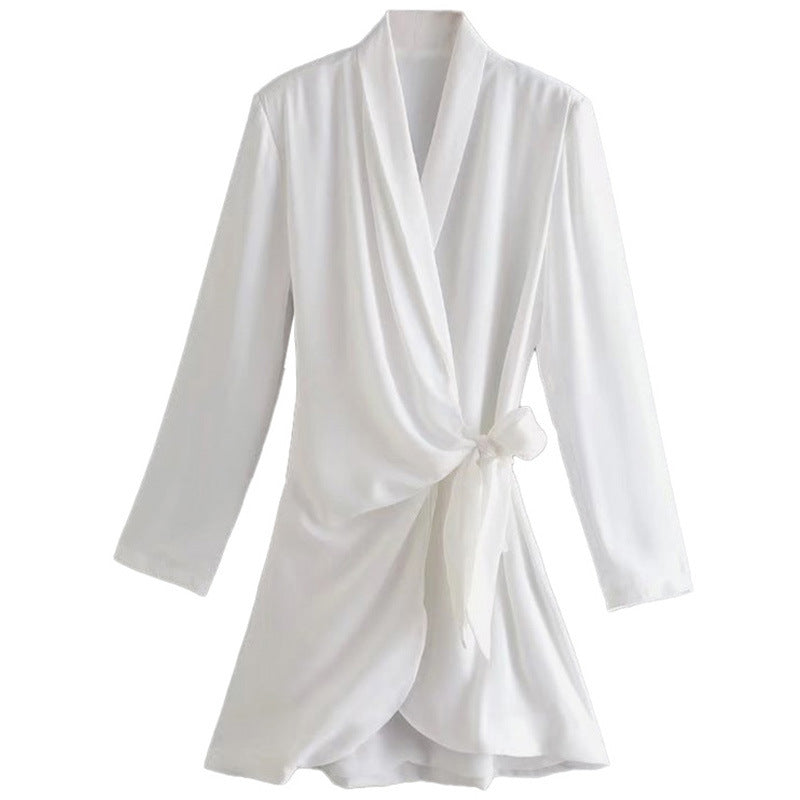 Damen eleganter Wickelblazer mit modischem Schnitt und taillierbarem Gürtel WW