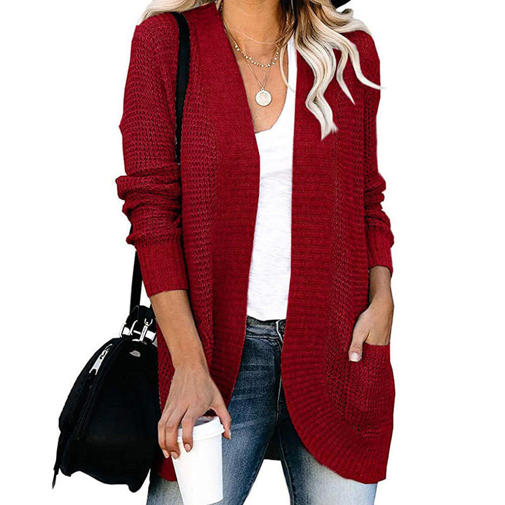Damen Strickjacke mit offenem Schnitt und seitlichen Taschen W&W Mode