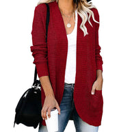 Damen Strickjacke mit offenem Schnitt und seitlichen Taschen WW