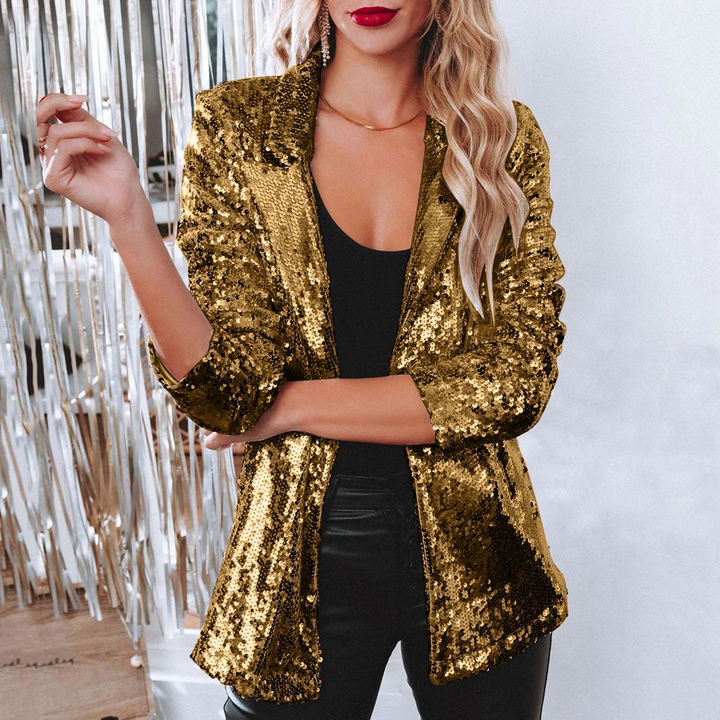 Damen eleganter Paillettenblazer mit schimmerndem Finish WW