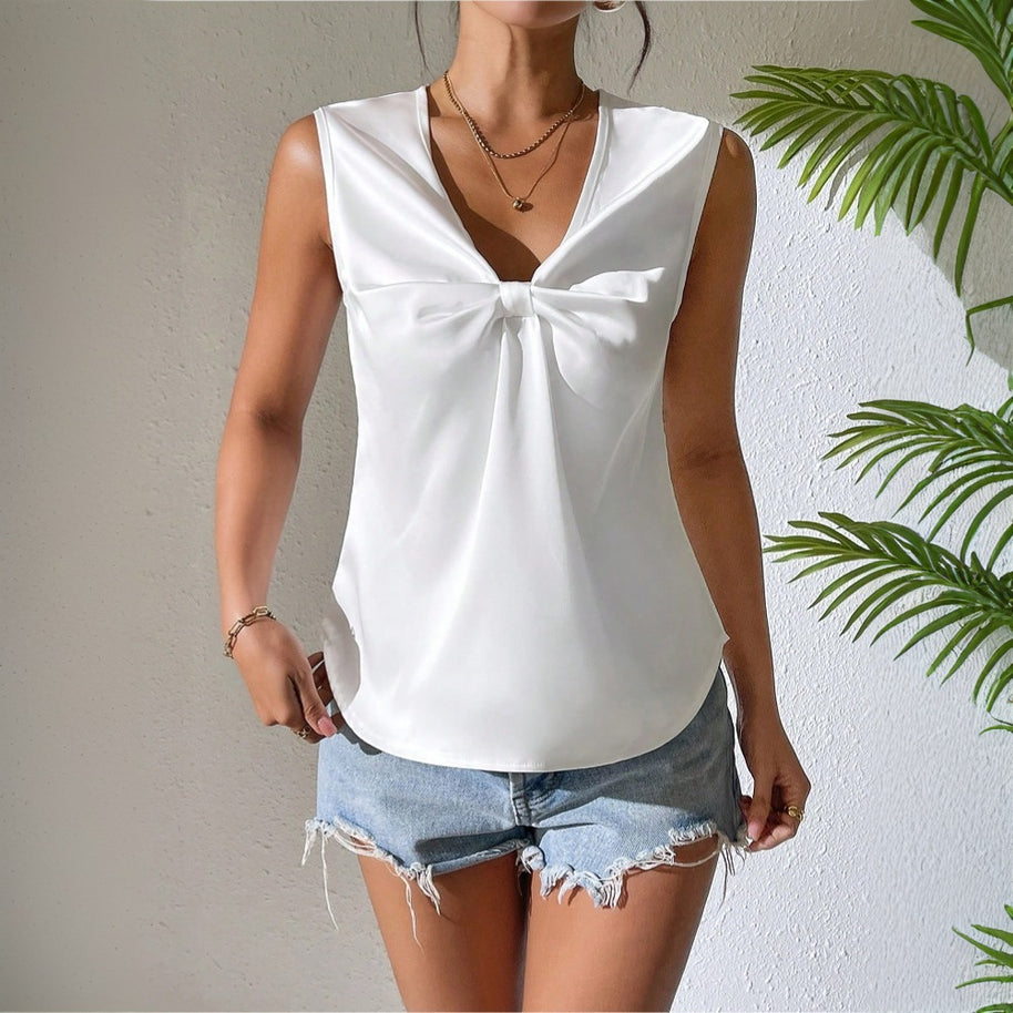 Damen Oberteil mit schickem Knoten-Detail und elegantem V-Ausschnitt W&W