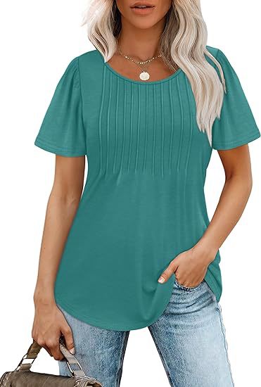 Damen Sommer T-Shirt mit Falten-Design WW
