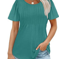 Damen Sommer T-Shirt mit Falten-Design WW
