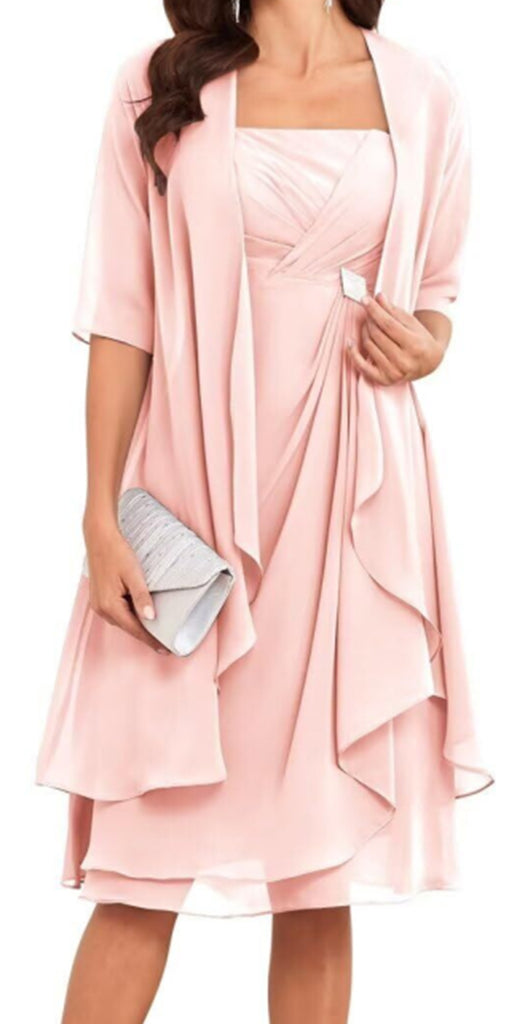 Damen festliches Maxikleid mit einem eleganten Wickeldesign und transparenter Ärmeln WW