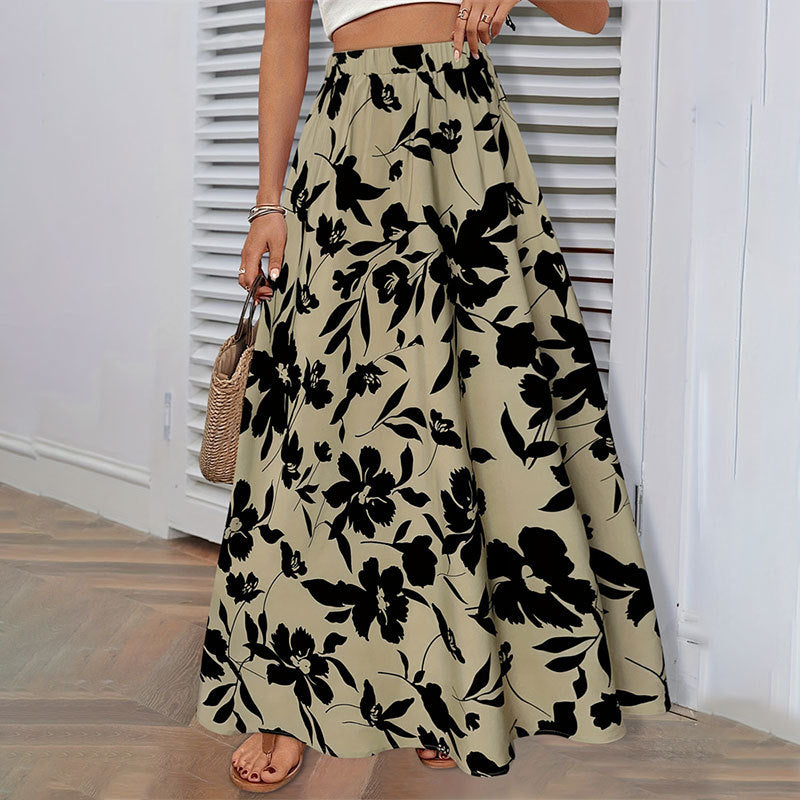 Damen Maxirock mit floralem Muster W&W