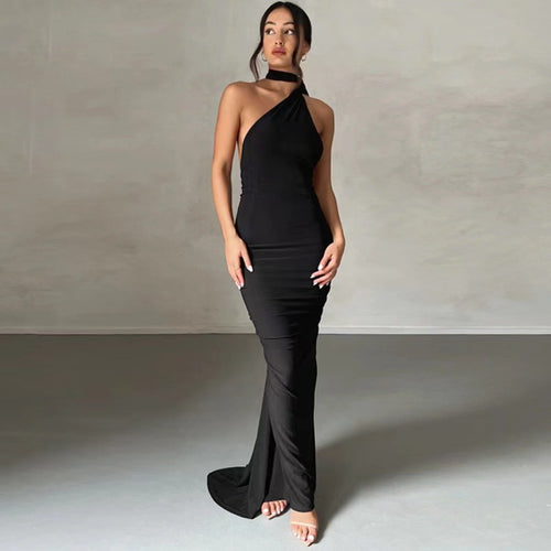 Damen Abendkleid im asymmetrischen Schnitt mit elegantem Schlitz und fließendem Stoff WW