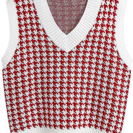 Damen Strickweste mit modernem Hahnentritt-Muster WW