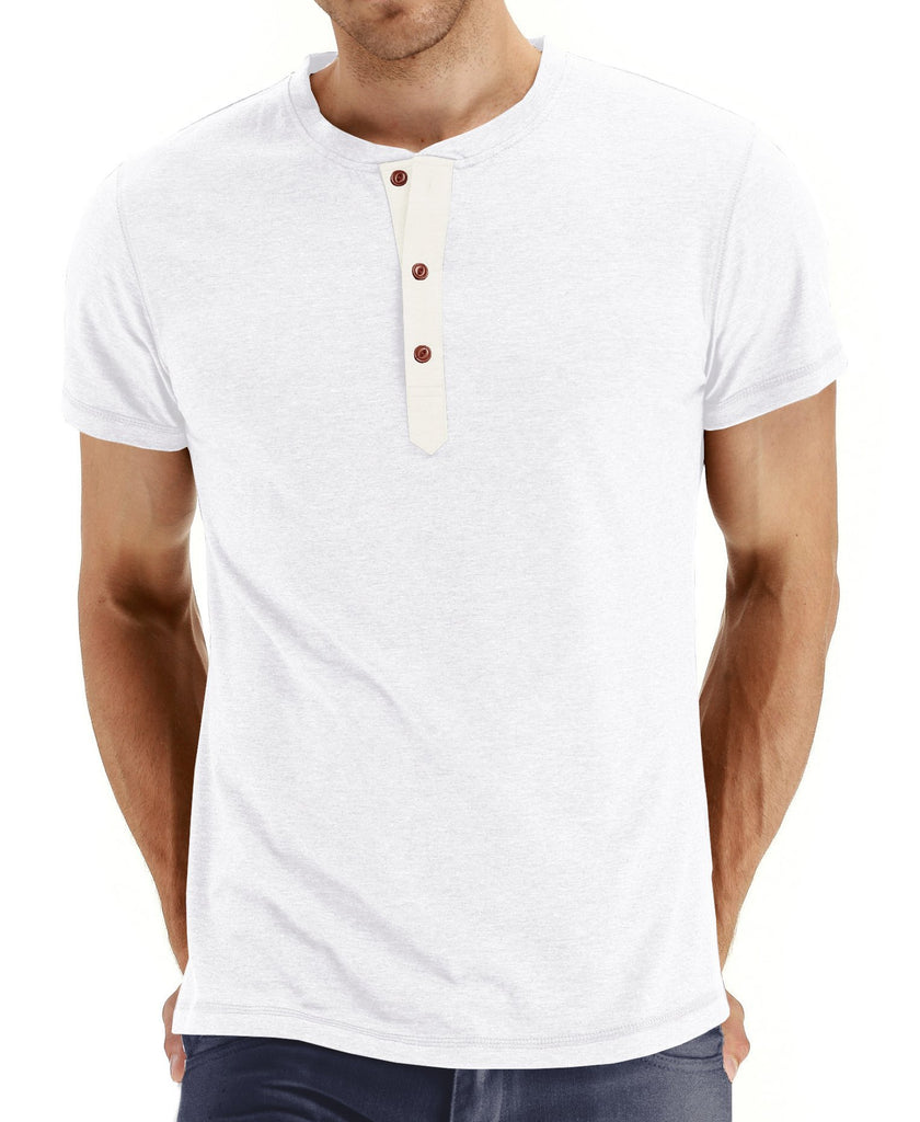 Herren Kurzarmshirt mit modischem Henley-Kragen WW