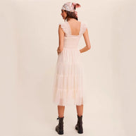 Damen romantisches Maxikleid mit Rüschendetails WW