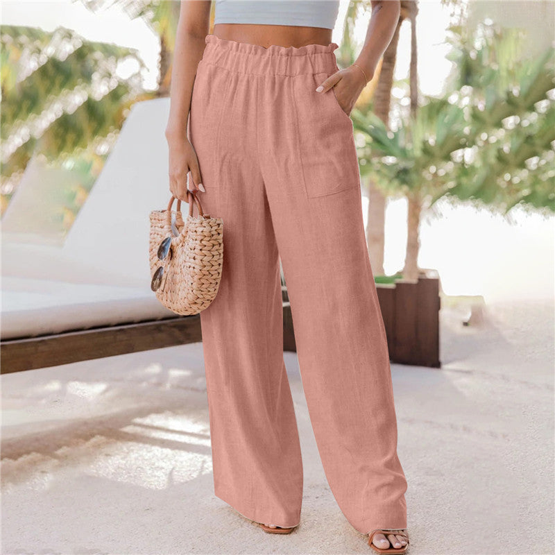 Damen Weite Palazzo-Hose mit elastischem Bund und praktischen Taschen WW