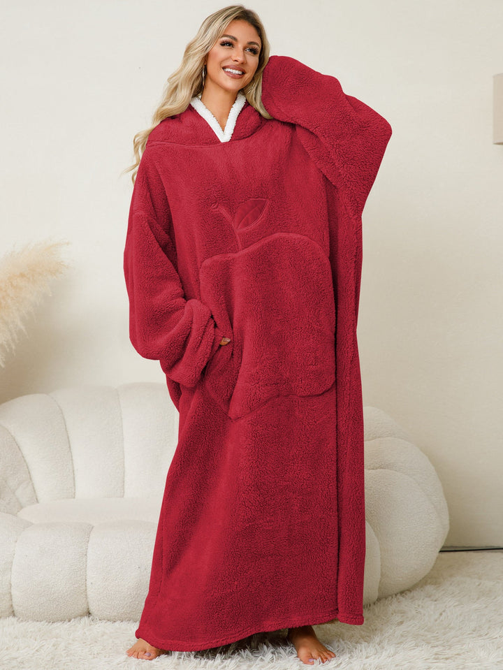 Damen Kuscheliger Hoodie-Decke mit großen Taschen und kontrastierendem Innenfutter W&W Mode