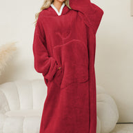 Damen Kuscheliger Hoodie-Decke mit großen Taschen und kontrastierendem Innenfutter WW