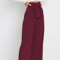 Damen elegante weite Stoffhose mit Taillengürtel WW
