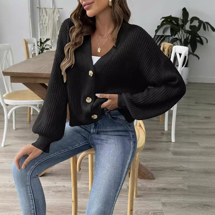 Damen lässige Strickjacke mit eleganter Knopfleiste und weitem Schnitt W&W Mode