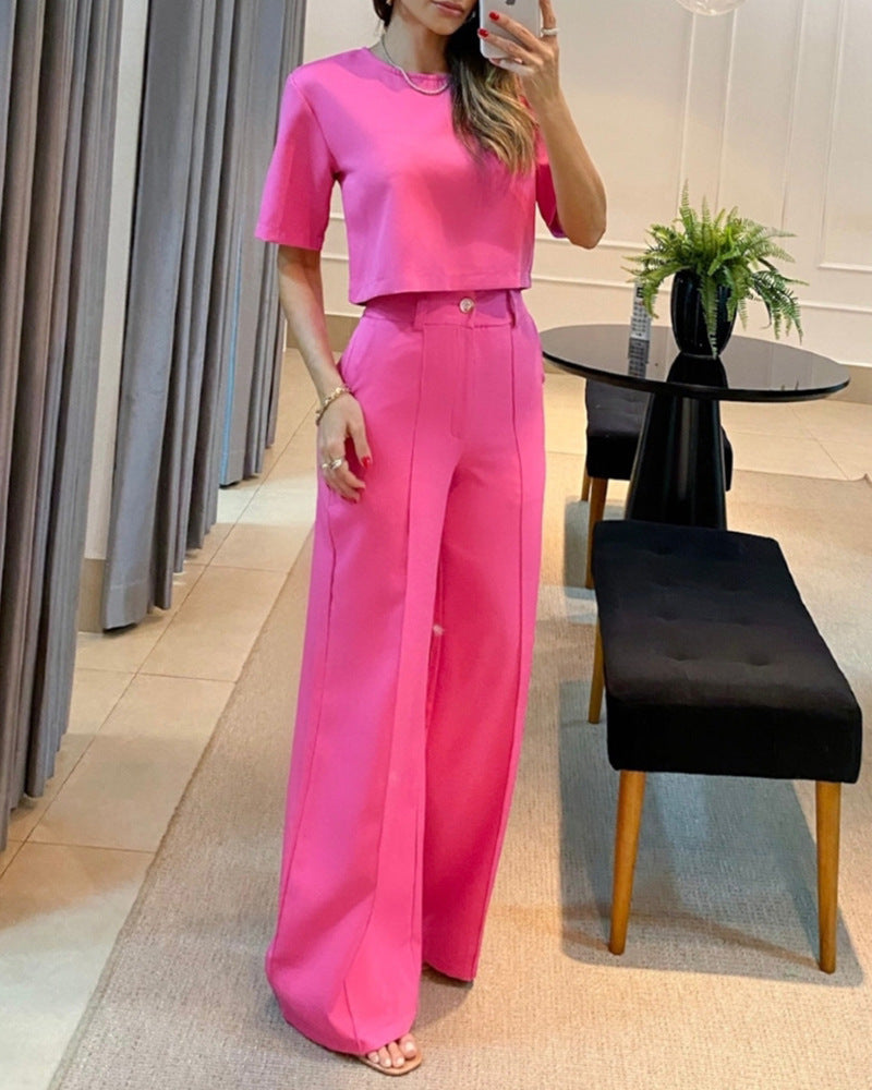 Damen Weit geschnittenes Ensemble aus Oberteil und Hose mit hohem Bund WW