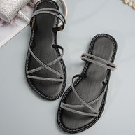 Damen Riemchen-Sandalen mit funkelnden Strassdetails und komfortabler Sohle WW
