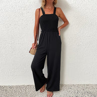 Damen Wildleder Jumpsuit mit schmalem Gummibund und eleganten Trägern WW