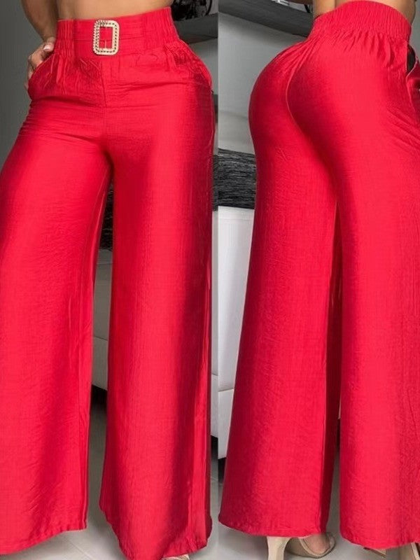 Damen Weite High-Waist-Hosen mit edlem Gürtel-Detail WW