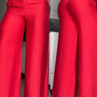 Damen Weite High-Waist-Hosen mit edlem Gürtel-Detail WW