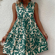 Damen luftiges ärmelloses Sommerkleid mit floralen Mustern und weitem Schnitt WW