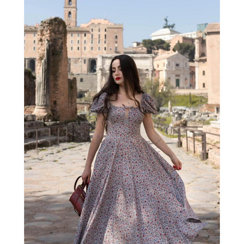 Femme Floral Print Bohemian Maxi Kleid mit Seitenschlitz WW