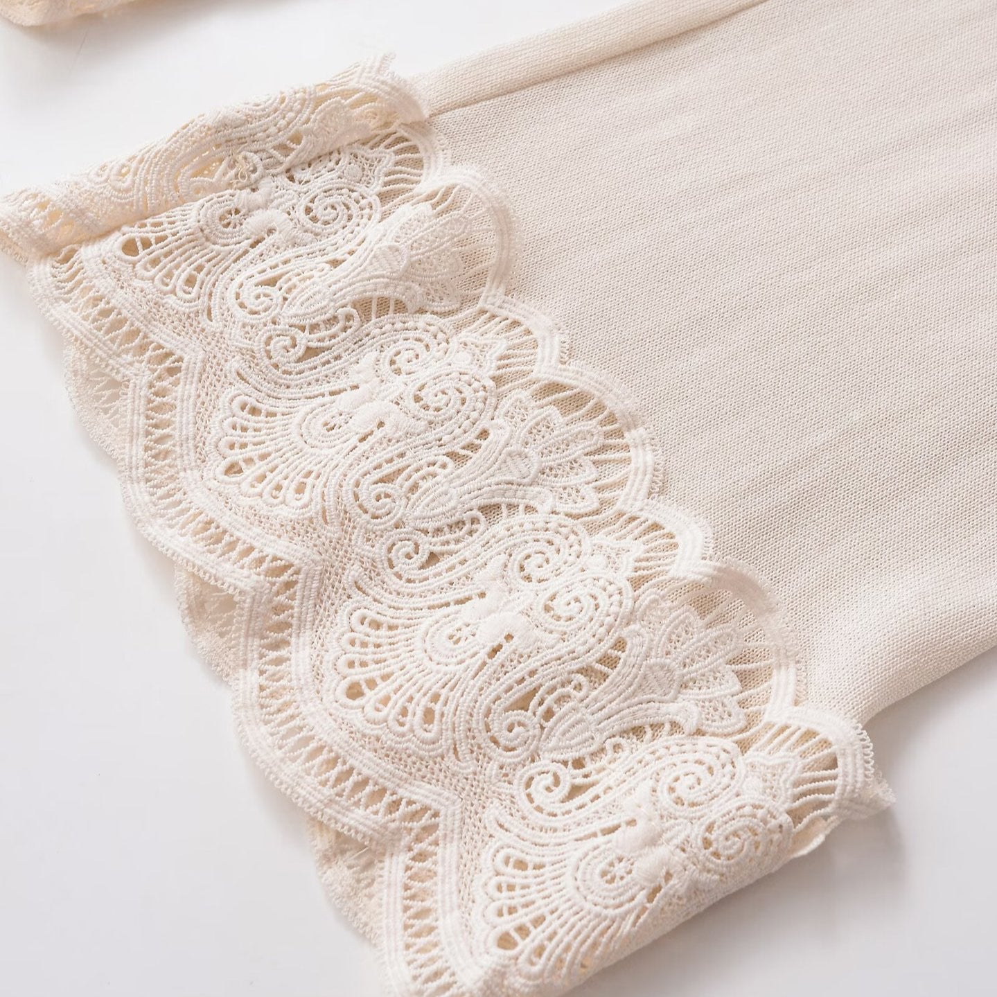 Damen Bequeme Palazzo-Hose mit Spitzenbesatz und elastischem Bund WW