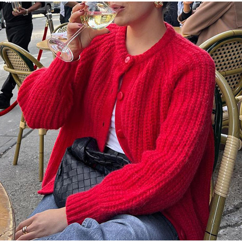 Damen Strickjacke mit klassischer Knopfleiste und Raglanärmeln WW