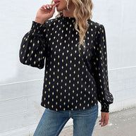 Damen Bluse mit elegantem Kragen und modischem Muster WW