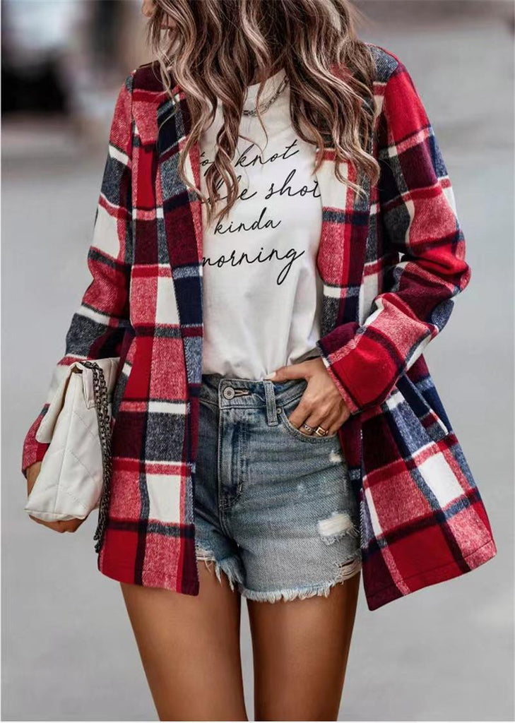 Damen Karierter Wollblazer WW