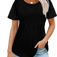 Damen Sommer T-Shirt mit Falten-Design WW