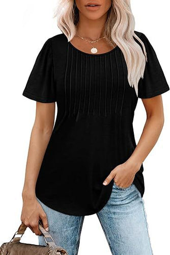 Damen Sommer T-Shirt mit Falten-Design WW
