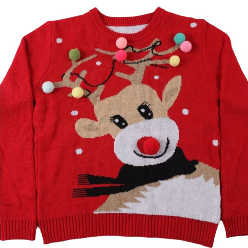 Damen Weihnachts-Pullover mit 3D-Rentier-Motiven WW