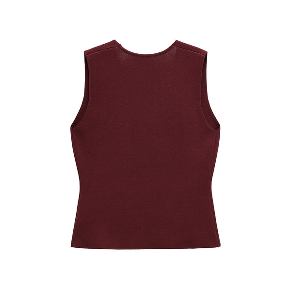 Damen elegante Weste mit tiefem V-Ausschnitt und dekorativen Knopfdetails WW