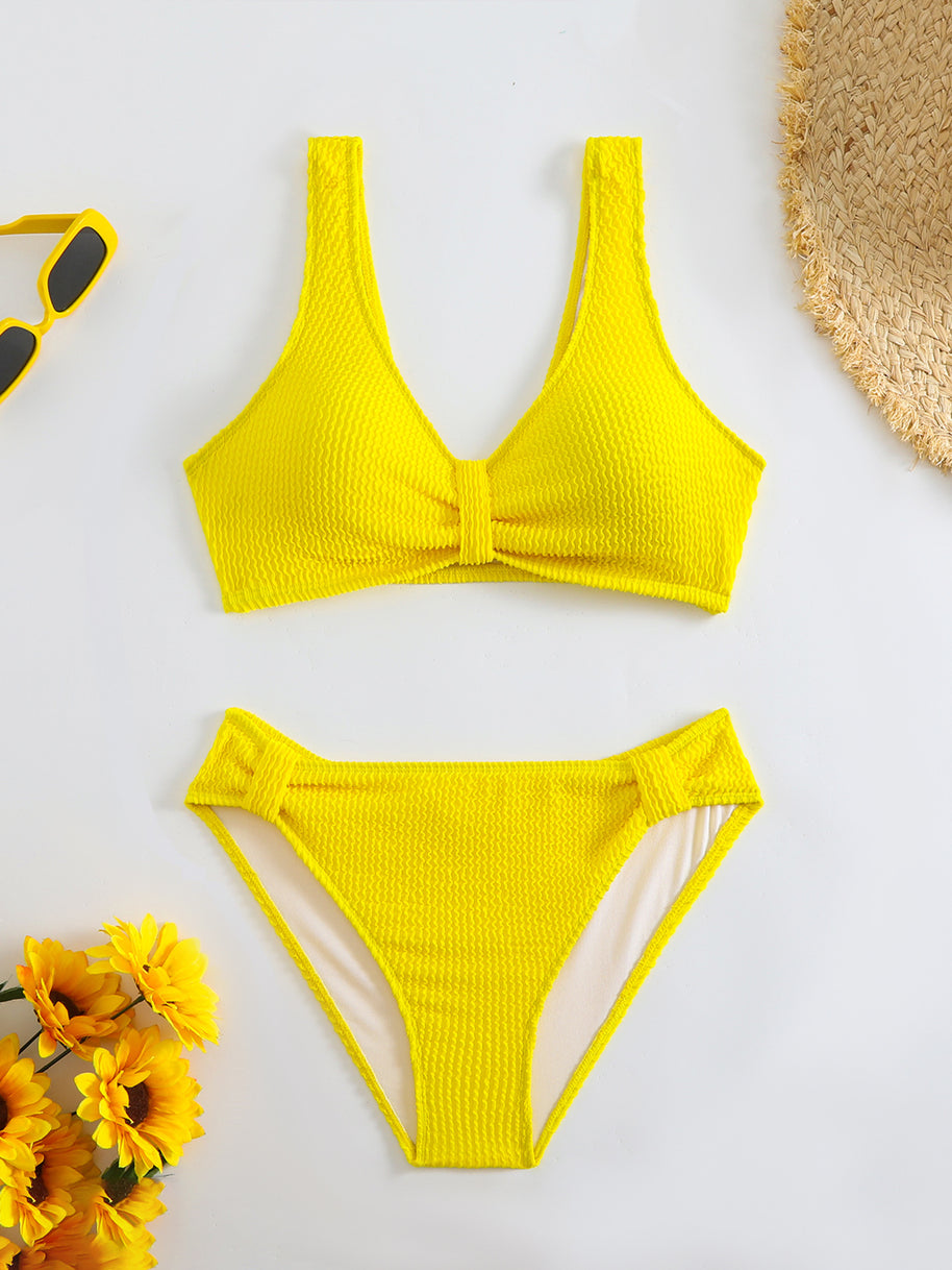 Damen Bikini mit strukturiertem Oberteil und hoher Taille WW