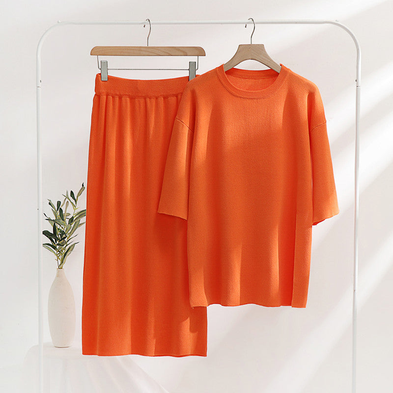 Damen stilvolles Strickset mit lässigem Schnitt und seitlichem Schlitz WW