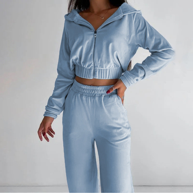 Damen Sportliches Fleece-Set mit Kapuze WW
