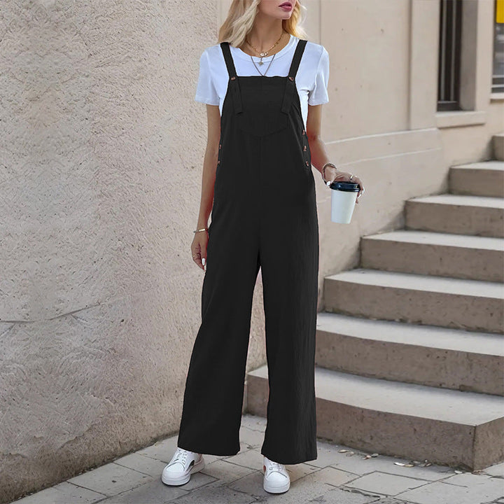 Damen Latzhose im relaxierten Palazzo-Stil mit praktischen Taschen und verstellbaren Trägern W&W Mode