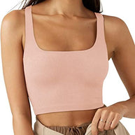 Damen Crop Top mit geripptem Stoff und breiten Trägern WW