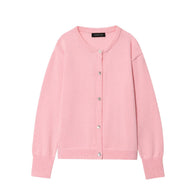 Damen stilvolle Strickjacke mit Knopfleiste und Rundhalsausschnitt WW