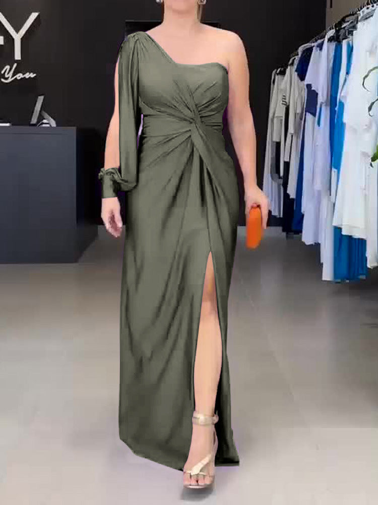Damen Maxikleid mit asymmetrischem Design und seitlichem Schlitz WW