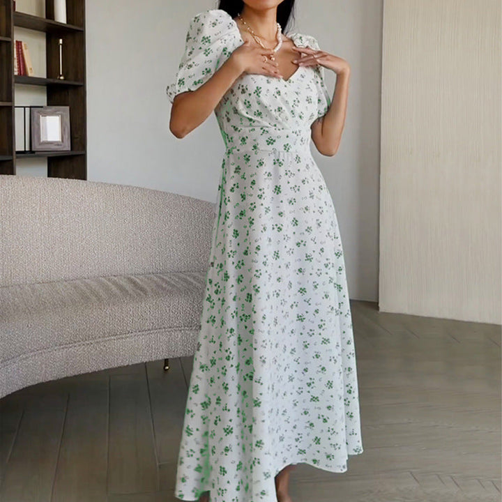 Damen Maxikleid mit Blumenmuster und voluminösen Ärmeln W&W Mode