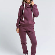 Damen Sportliches Hoodie-Set mit hohem Kragen WW