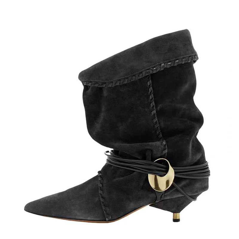 Damen Slouchy Knöchelstiefel mit dekorativem Schnallen-Detail WW