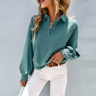 Damen sportlicher Pullover mit oversized Ärmeln und Kragen WW