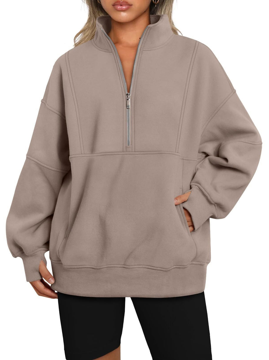 Damen Sportlicher Hoodie mit hohem Kragen und Reißverschluss WW
