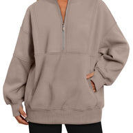 Damen Sportlicher Hoodie mit hohem Kragen und Reißverschluss WW
