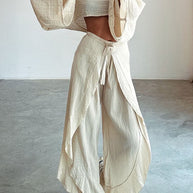 Damen Lässiges Zweiteiliges Set mit oversize Oberteil und weiten Hosen WW